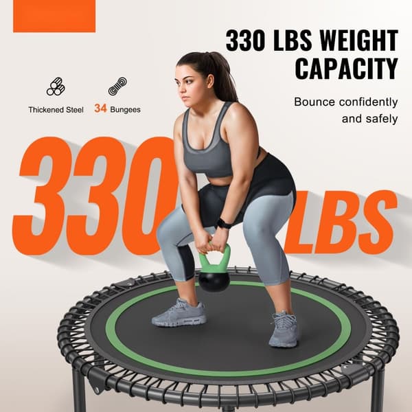 40 Foldbar Mini Fitness Trampolin til Voksne, Indendørs Træningsrebounder, Øget Kondition, Pladsbesparende Design