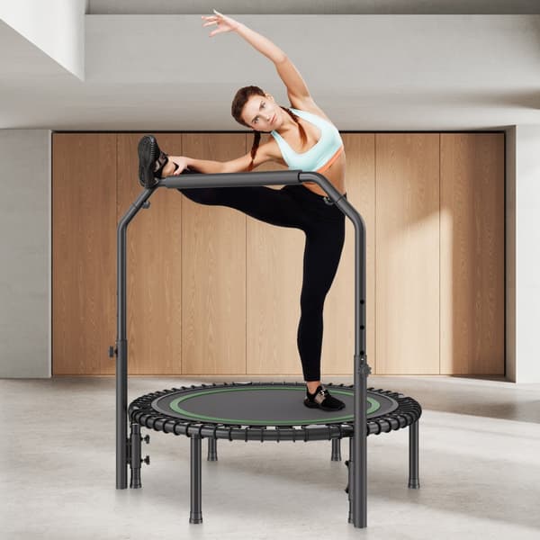 Kokoontaitettava MiniFitness Trampoliini, Aikuisten Harjoitusrebounder, kompakti ja kevyt, kahvalla, 40 tuumaa, sisä- ja ulkokäyttöön