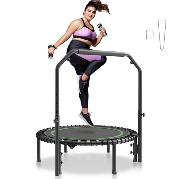 Kokoontaitettava MiniFitness Trampoliini, Aikuisten Harjoitusrebounder, kompakti ja kevyt, kahvalla, 40 tuumaa, sisä- ja ulkokäyttöön