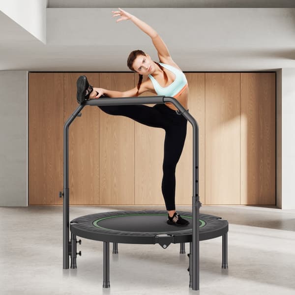 Kokoontaitettava 40-tuumainen minifitness-trampoliini, aikuisten harjoitusrebounder, kahva, kompakti ja helppo säilyttää
