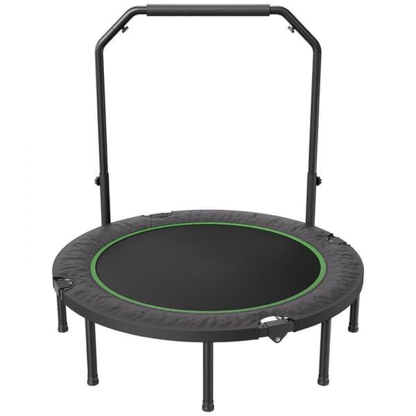 Kokoontaitettava Minifitness-Trampoliini Aikuisille, Harjoitusrebounder Kahvalla, Optimoitu Kuntoilu, 52 tuumaa
