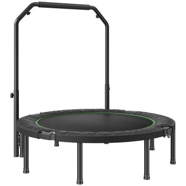 Kokoontaitettava Minifitness-Trampoliini Aikuisille, Harjoitusrebounder Kahvalla, Optimoitu Kuntoilu, 52 tuumaa
