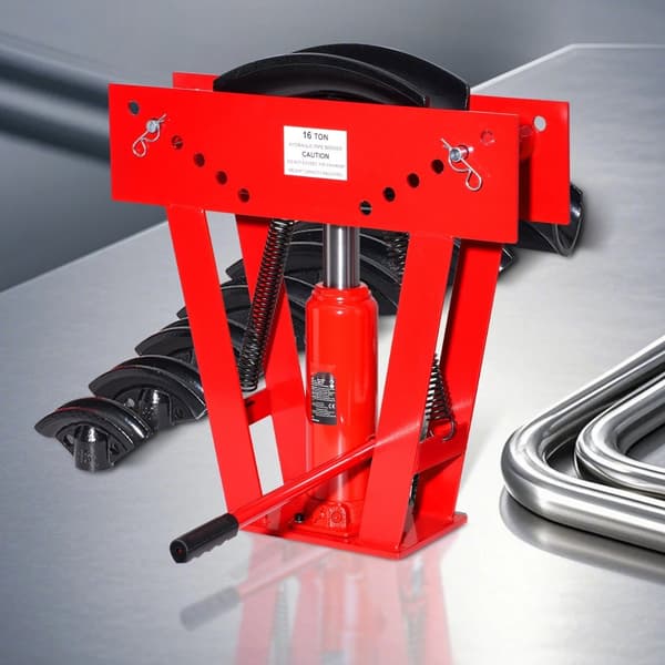 Hydraulisk rørbukker 16 tons, manuel rørbukkerværktøj med 8 matricer, perfekt til metalbearbejdning, robust og holdbar.