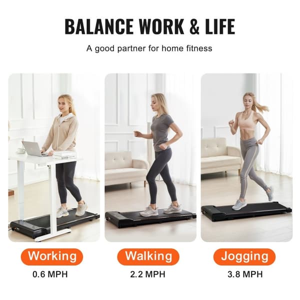 Under-skrivebord løbebånd, Walking Pad til hjemmekontor, kompakt og støjsvag, ideel til jogging og arbejde.