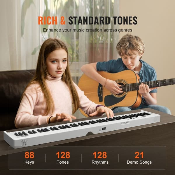 Kannettava Taitettava Piano 88-Näppäimistöllä, Bluetooth MIDI, Valkoinen, Helppo Kuljettaa ja Soittaa