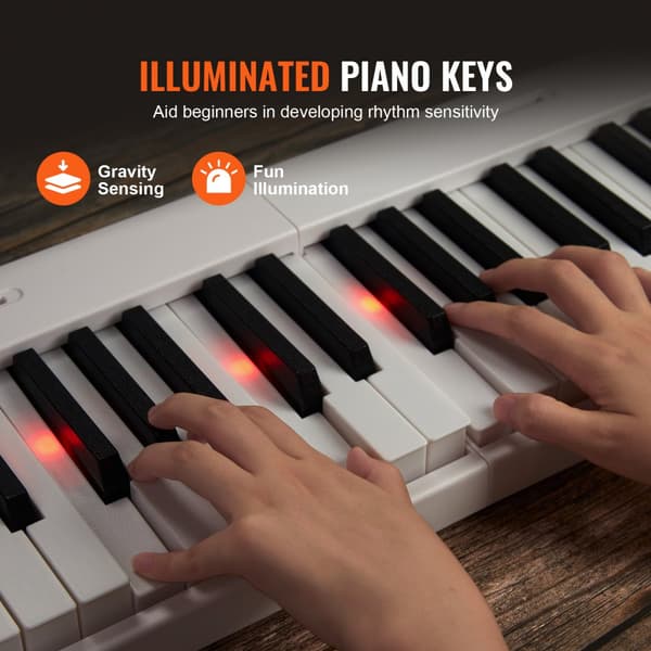 Kannettava Taitettava Piano 88-Näppäimistöllä, Bluetooth MIDI, Valkoinen, Helppo Kuljettaa ja Soittaa