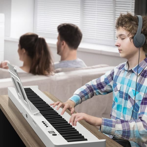 Kannettava Taitettava Piano 88-Näppäimistöllä, Bluetooth MIDI, Valkoinen, Helppo Kuljettaa ja Soittaa
