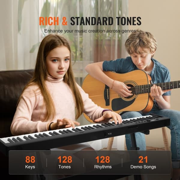 88 Nøgle Klapklaver, Bærbar Bluetooth MIDI, Foldbart Design, Inkl. Stativ, Perfekt til Musikproduktion og Øvelse.