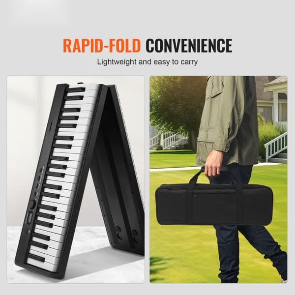 88 Nøgle Klapklaver, Bærbar Bluetooth MIDI, Foldbart Design, Inkl. Stativ, Perfekt til Musikproduktion og Øvelse.