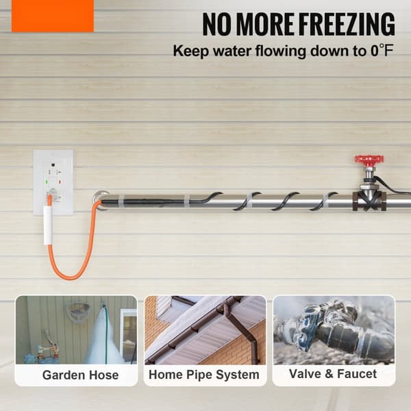 Selvregulerende rørvarmekabel 3,7m, 16,4W/m, med termostat, energieffektiv og nem installation, perfekt til frostbeskyttelse.