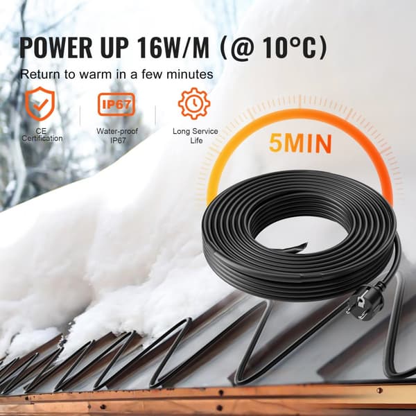 Itsesäätyvä Putkilämmityskaapeli 15m, 16W/m, Lämpöteippi, putkien lämmitys, energiatehokas ratkaisu