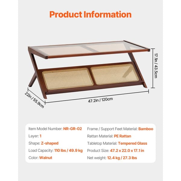 Z-format soffbord i rotting, elegant 1-vånings design för vardagsrum, perfekt kombination av stil och funktionalitet