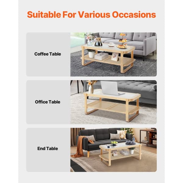 Rattan Sofabord Rektangulær 2-Tiers, Stilfuldt Design til Stue, Holdbart og Funktionelt, Perfekt til Indretning.