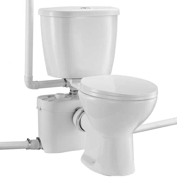Macererende toilet-system med 700W pumpe, opflush toilet til kælder, støjsvag, energieffektiv, nem installation.
