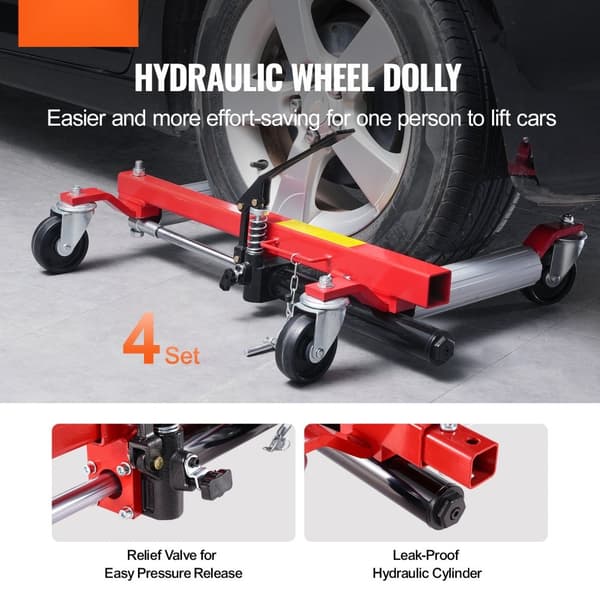 Wheel Dolly 1500 Lbs, Heavy Duty Bilpositioneringssystem, Dæk Billøfter 4 Pakke, Stabil og Holdbar.