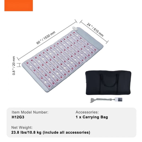 Far Infrarød Varmepude 60x24 i Ametyst, 103-159℉ Temperatur, Smertebehandling, Hurtig Opvarmning, Ergonomisk Design.