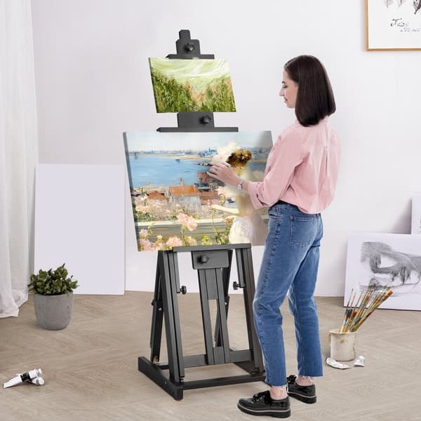 Studio H-Kehysteline, Maalausteline Canvas-taideteoksille, jopa 77, Beechwood-taiteilijoille, kestävä ja säädettävä