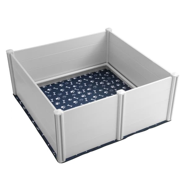 Koiran pentulaatikko 59,8x59,8x24 cm, PVC-kiskot, pee pad pennuille, kestävä ja helppo puhdistaa