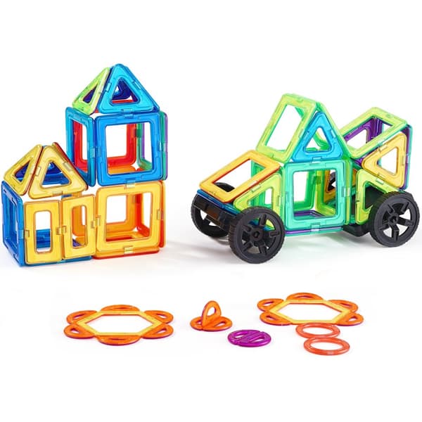Magnetiske fliser, 62 stk. magnetisk byggelegetøj, 3D blokke til børn, læring gennem leg, kreativ byggeleg.