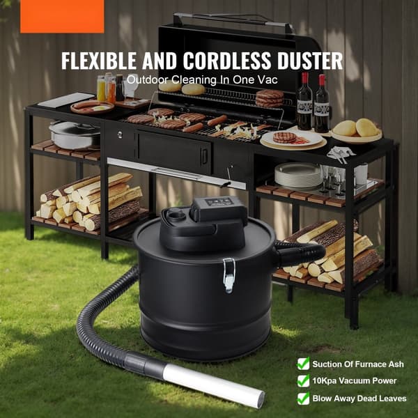 Ask Støvsuger 15L, 10 KPa, ideel til pejse, pilleovne, grill og BBQ, effektiv rengøring og kraftfuld sug.