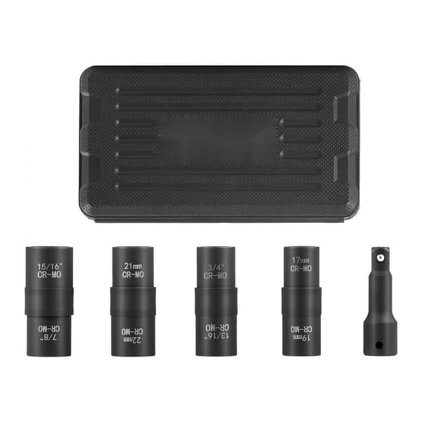 Slagmøtrik Socket Sæt 1/2” Drive, Metrisk & SAE, 6-punkts Flip Socket, Holdbar, Professionelt Værktøj til Bilreparation.