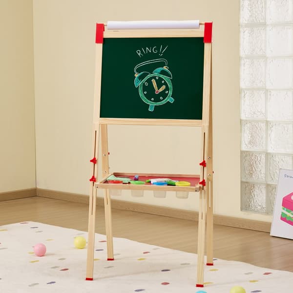 Børnekunst staffeli 3-i-1, dobbeltsidet magnetisk whiteboard, træ, kreativitet, læring, justerbar højde, hjem og skole.