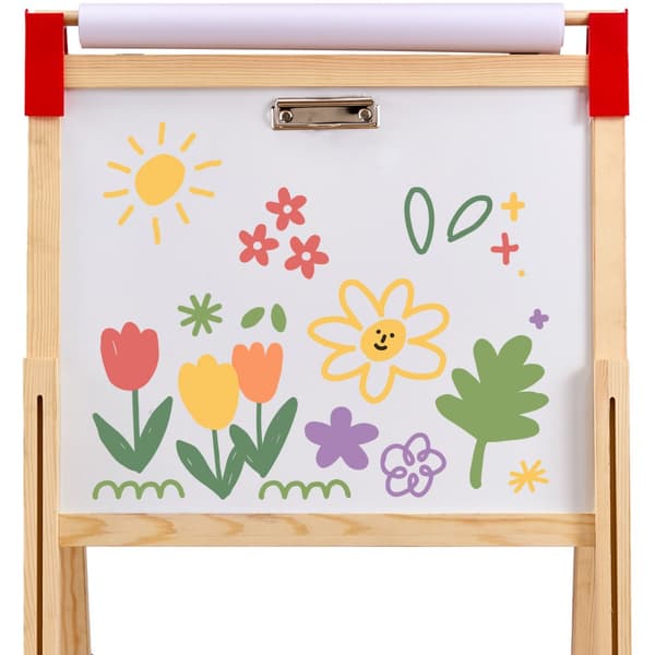 Børnekunst staffeli 3-i-1, dobbeltsidet magnetisk whiteboard, træ, kreativitet, læring, justerbar højde, hjem og skole.