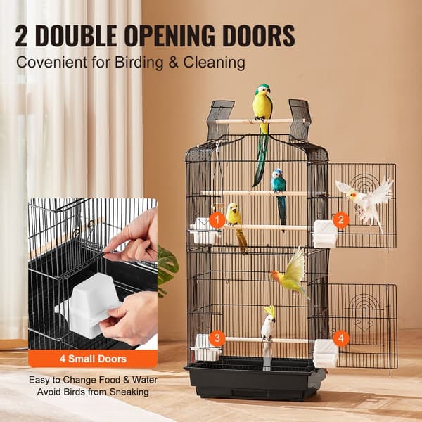 Linnun Lentohäkki 39, Metallinen Papukaijahäkki, Roikkuva, Sopii Cockatielsille, Kestävä ja Tyylikäs Design