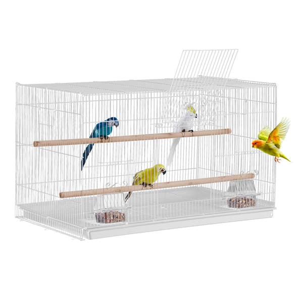 Fugleflyvebur 18 i lille metal, parakitbur til kakatier, hvid, holdbar og pladsbesparende design.