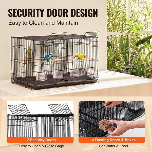 Fugleflyvebur med Divider, 18 i Small Metal Parakit Bur, Sort, Robust Design, Ideel til Pet Butikker.