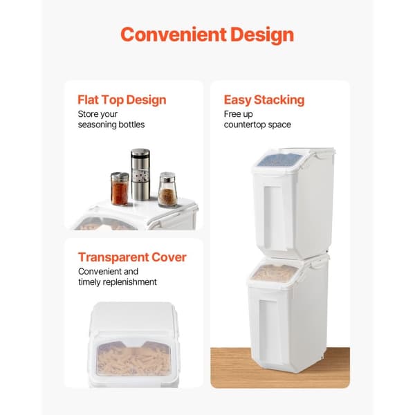 4,5 Gallon/20L x 2 Stor Ingrediensopbevaringsbeholder, Lufttæt Køkkenmelbeholder, Holdbar Plast, Effektiv Opbevaring.