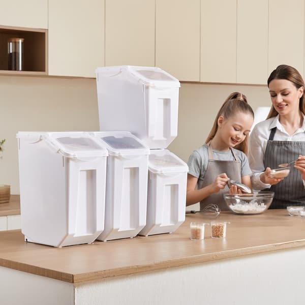 Ingrediensförvaringsbehållare 15Lx2 + 20Lx2, lufttät köksmjölkorg, hållbar design, matsäkerhet, effektiv organization