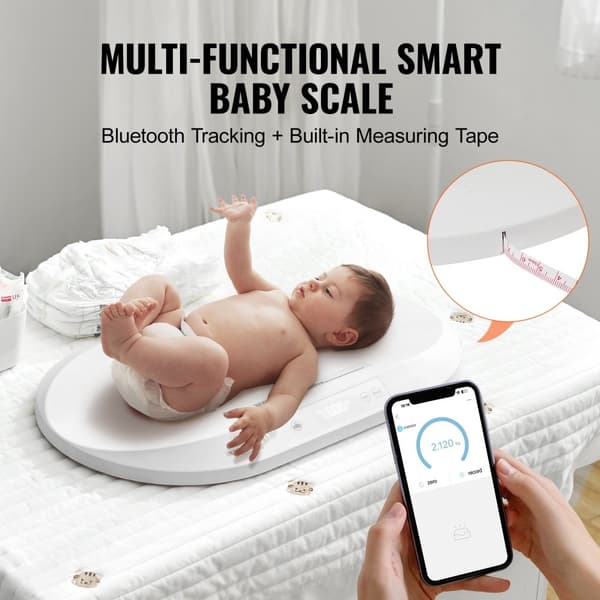Smart Bluetooth Babyvåg 88LBS, digital avläsning, måttband, noggrann, lätt att använda, idealisk för hemmet, perfekt för nyfödda