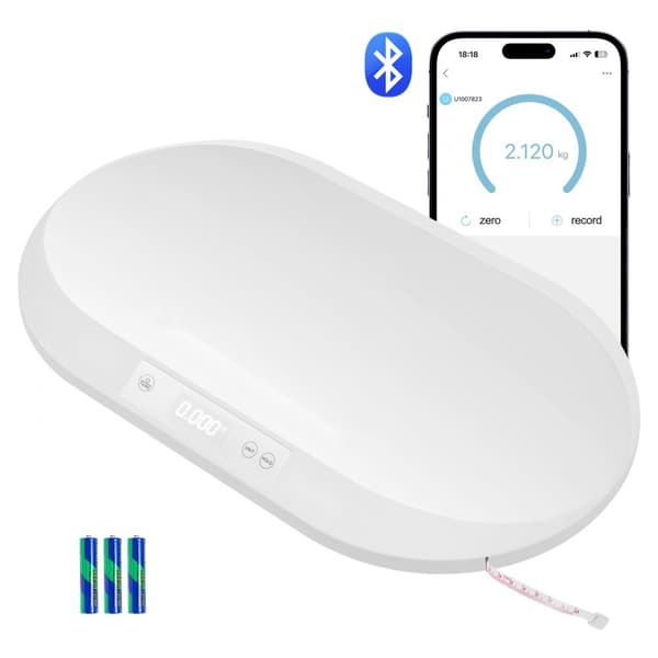 Smart Bluetooth Babyvåg 88LBS, digital avläsning, måttband, noggrann, lätt att använda, idealisk för hemmet, perfekt för nyfödda