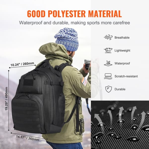Taktisk Ryggsäck 40L, Militär Ryggsäck med Molle System, Hållbar och Praktisk för Utomhusaktiviteter, Svart Skumkudde