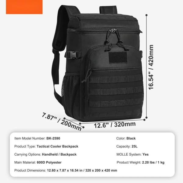 Eristetty 25L Kylmälaukku, Molle Design Lounaskassi, Irrotettavat Säilytyspussit, Kestävä Kylmäkuljetus, Ulkoilmaelämäntapa