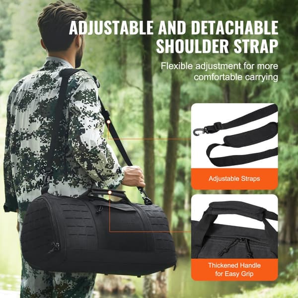 Taktisk Duffle Bag 45L, Hållbar Gymväska med Molle-mönster, Skofack för Träning och Resa, Crossover Design, Mångsidig Användning
