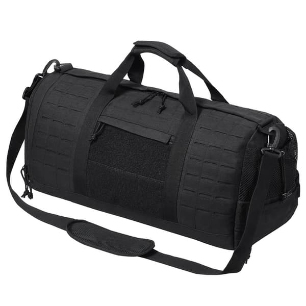 Taktisk Duffle Bag 45L, Hållbar Gymväska med Molle-mönster, Skofack för Träning och Resa, Crossover Design, Mångsidig Användning