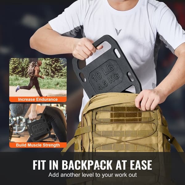 Støbejerns Ruckvægte 10LB med Håndtag, Ideelle til Rucking, Vægtsystem til Træning, Holdbar Design.