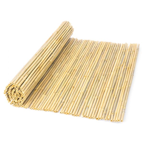 Naturligt rullet bambushegn, bambuspanel 4 ft H x 8 ft L x 0,75 in D, slidstærk, miljøvenlig haveindretning.