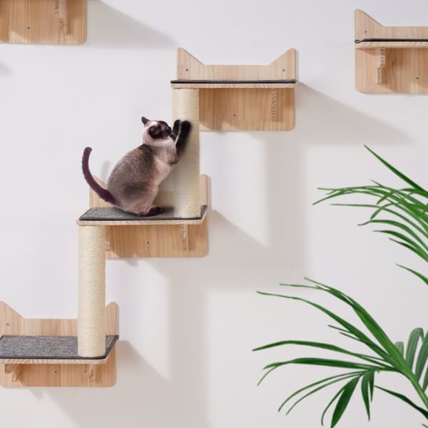 Väggmonterade katthyllor Träd, 5-delat möbelset för kattinredning, bekväm och stilren design för ditt hem