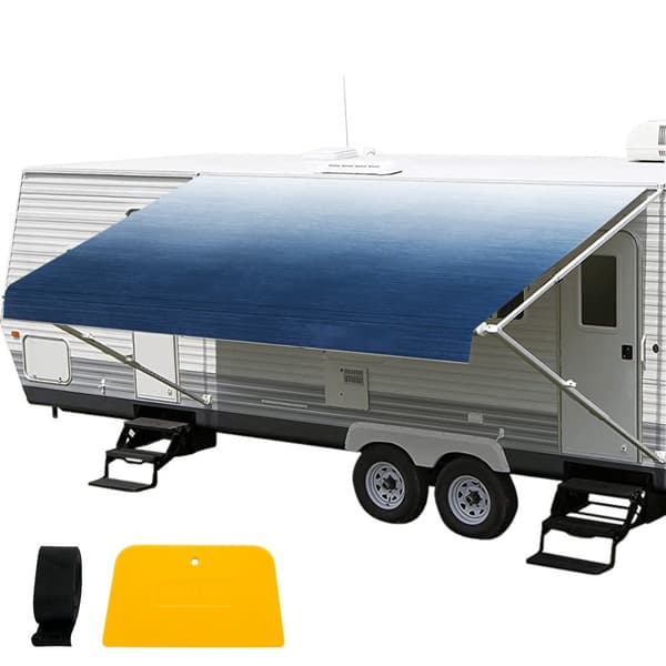 RV Markistyg Slate Blue 18 ft, Ersättningstyg för Camper Trailer, UV-skydd, Hållbart Material, Enkelt att Installera
