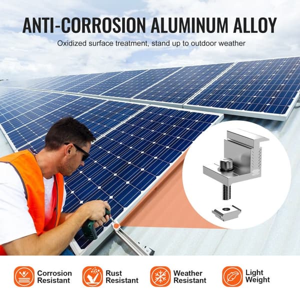 Solpanel Z Monteringsfäste 35-50 mm, Justerbara Ändklämmor, 20 St, Hållbart, Enkel Installation, Perfekt för Tak och Mark