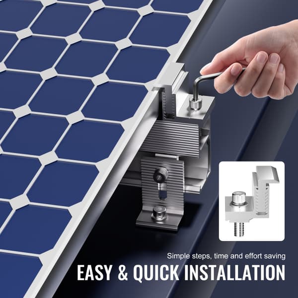 Solpanel Z Monteringsfäste 35-50 mm, Justerbara Ändklämmor, 20 St, Hållbart, Enkel Installation, Perfekt för Tak och Mark