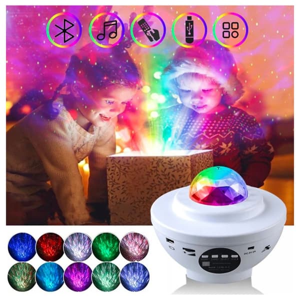Star-projektori Bluetooth-kaiuttimella, LED Star -näyttö, valkoinen