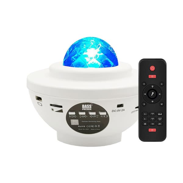 Star-projektori Bluetooth-kaiuttimella, LED Star -näyttö, valkoinen