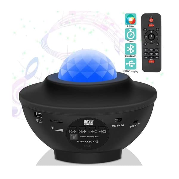 Star Projector med Bluetooth-högtalare, LED Star Display, Svart