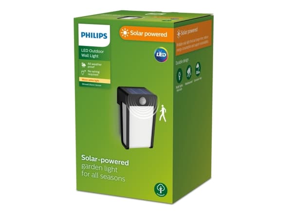 Philips 8720169265486, Väggbelysning för utomhusbruk, Svart, Plast, IP44, Fasad, Trädgård, Terass, III