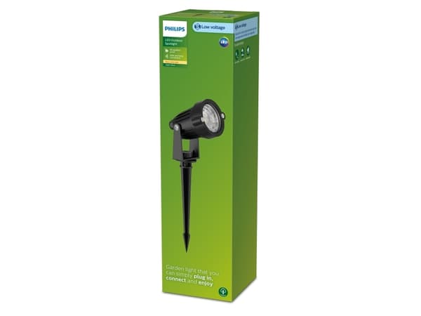 Philips Caper piedestal-/gånglampa 1,5 W, Markbelysning utomhus, Svart, Gjuten aluminium, Plast, IP44, Trädgård, III
