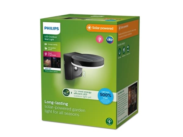 Philips 8720169265769, Väggbelysning för utomhusbruk, Svart, Plast, IP44, Fasad, Trädgård, Terass, III